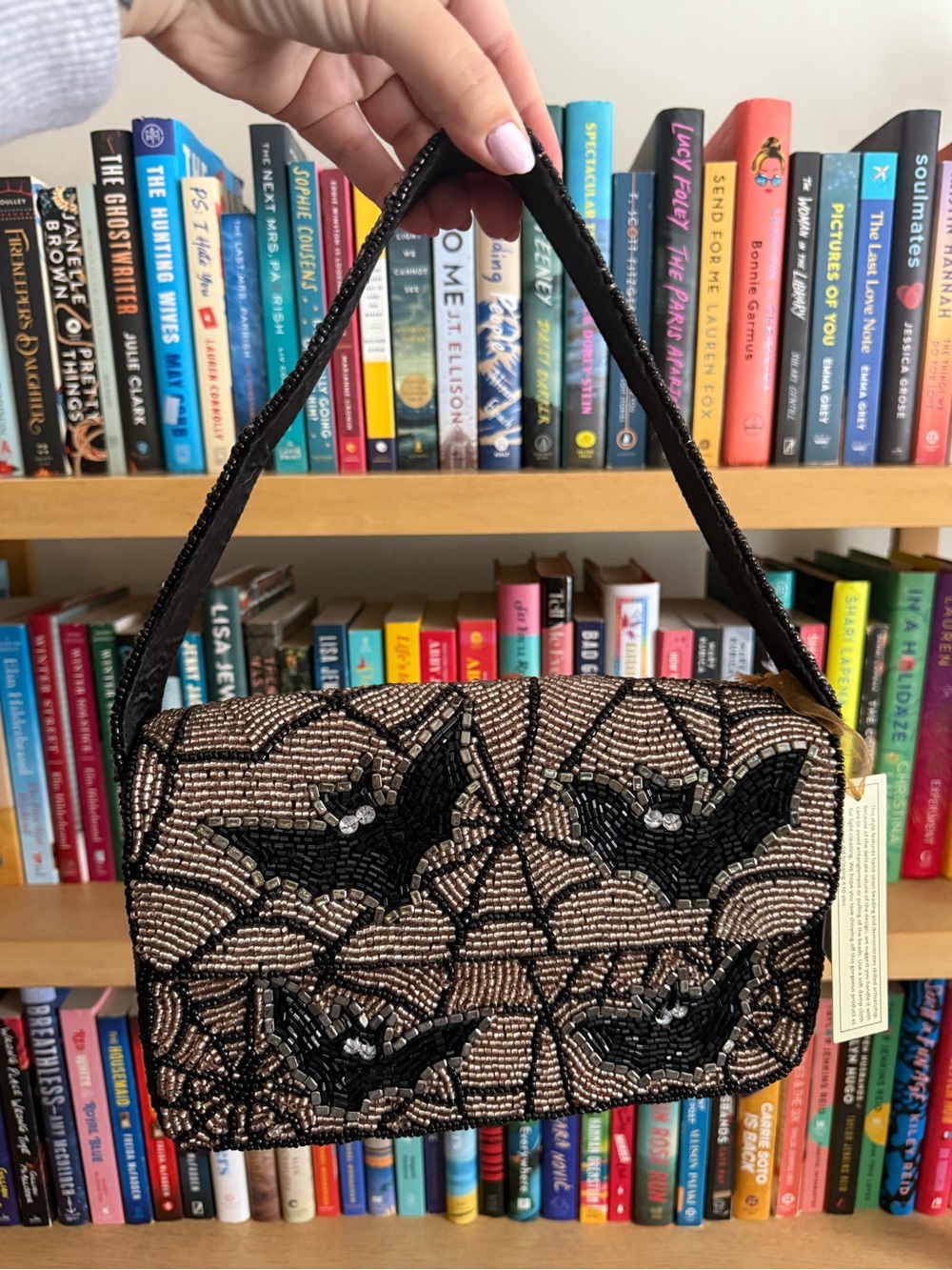 Beaded Bat Halloween Shoulder Bag – Bronze & Black – NWT